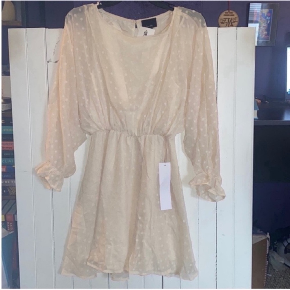 Lumiere Urban Outfitters Long Sleeve Mini Dress Cream Size S